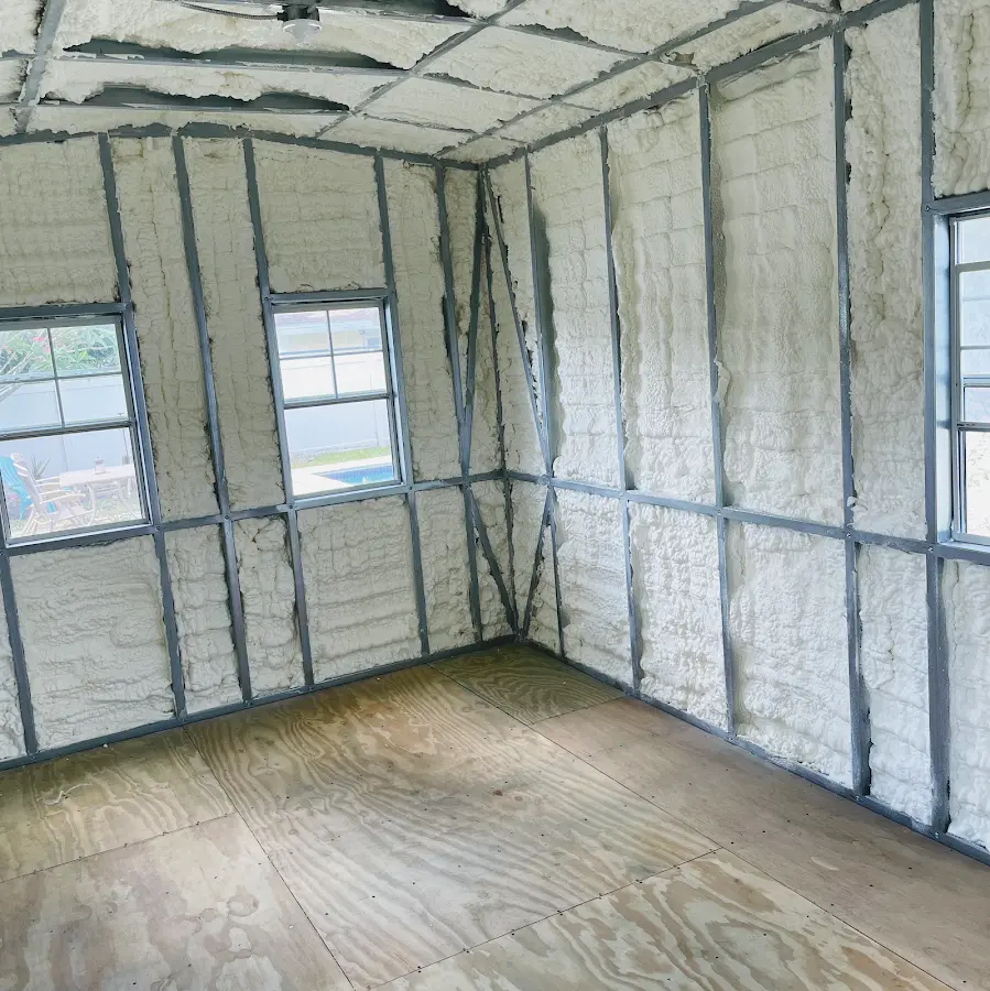 Closed-cell spray foam insulation applied to wall cavities in a residential project in Hybla Valley